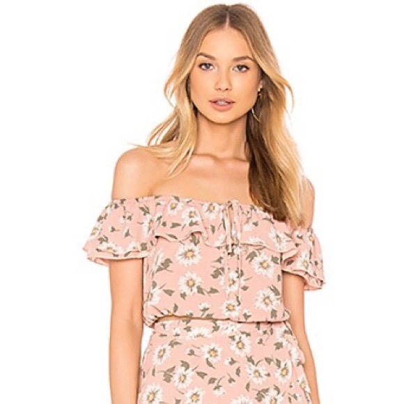 new SMYM Show Me Your Mumu ❃ Ruffle Crop Top ❃ Daisy Pebble Pink - Picture 7 of 10